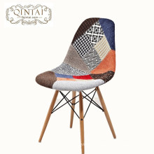 Dining chair france colorful modern fabric wood leg dining chair